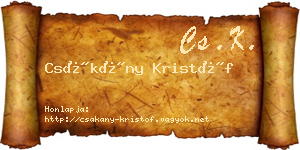 Csákány Kristóf névjegykártya
